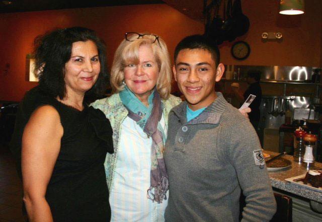 Dancing for the Dogs board member, Nathalie Derakshani with celebrity dancer Martha Suss and dance partner Hugo Hernandez at Out of the Fire restaurant for the event kick-off party