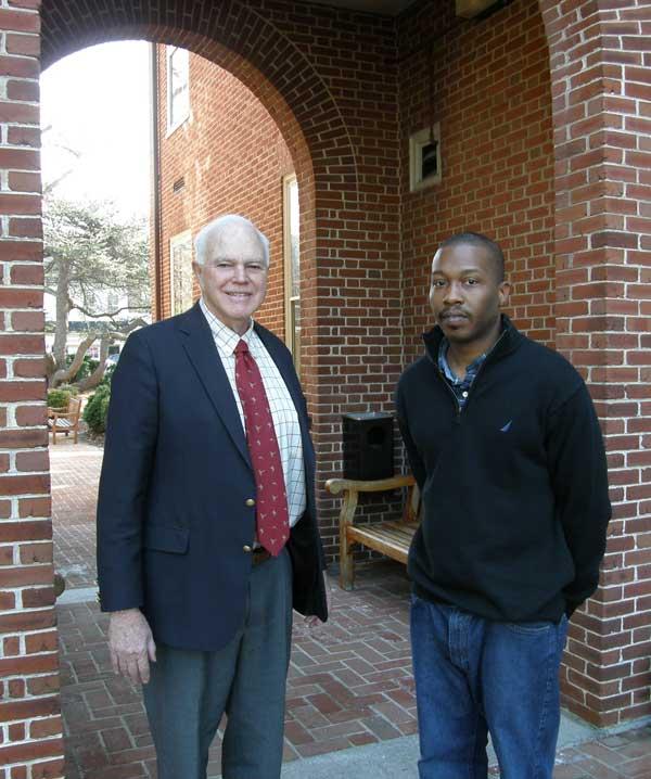 Pictured left to right are Judge Bo Earnest of the Talbot County Circuit Court with Dewayne Camper of Trappe, a 37-year old father who recently graduated from Talbot County’s Problem-Solving Court. Camper credits the Problem-Solving Court with turning his life around. 