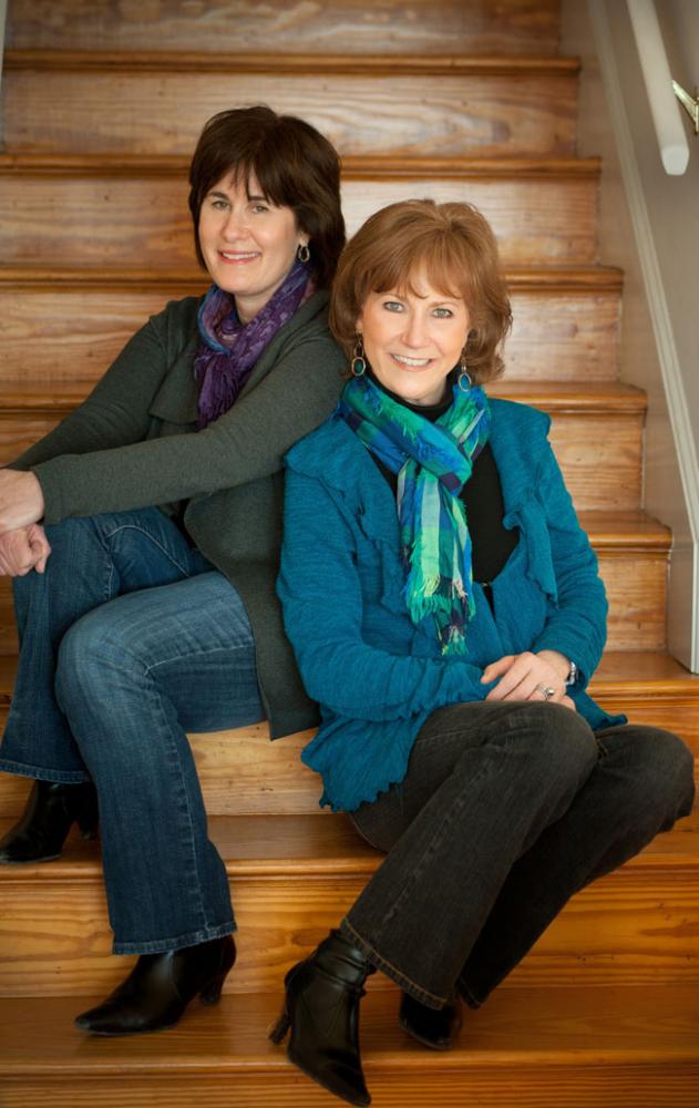 Pictured left to right are this year’s Leadership for Women’s Conference keynote speakers, Barbara Kline and Kathy Bernard, of The 2 Boomer Babes.  Both women reinvented themselves by creating a spirited local radio show in Easton, which has now spread nation-wide.