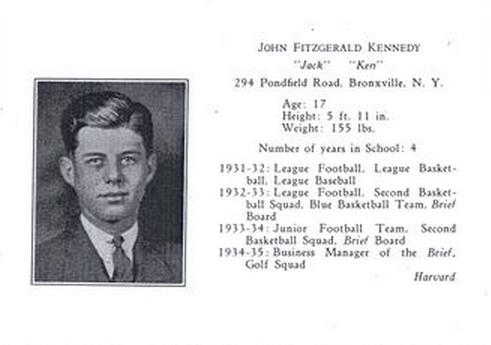 John Kennedy's Senior photo in the 1935 Choate yearbook.