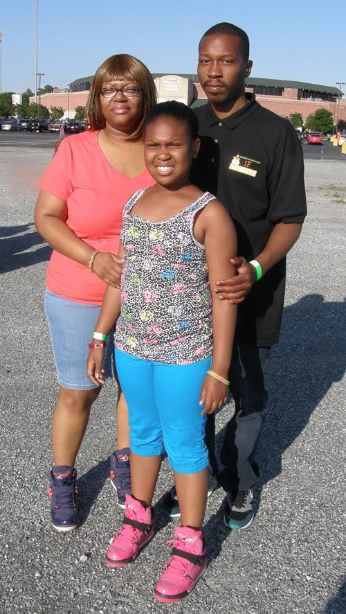Pictured left to right are Shauna Trice and Dewayne Camper with their daughter DeJahmir Camper, who got to throw out one of the first pitches at the Shorebirds game.
