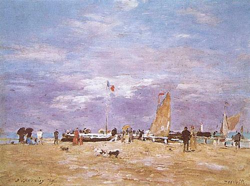 Eugène Boudin: On the Beach of Deauville, 1869.