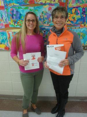 Georgette Toews, Vice President, WAF (right) at Grasonville Elementary with Megan Spence, Art Teacher