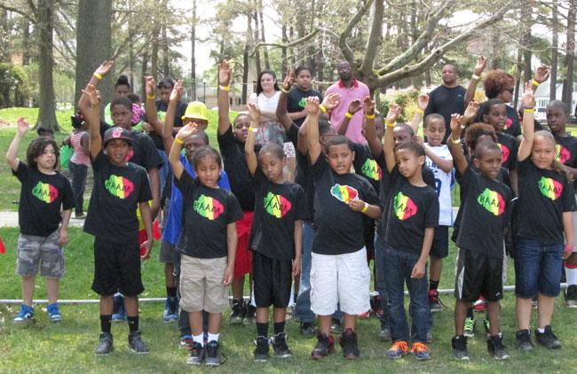 Pictured are the BAAM students giving their BAAM Pledge at the start of the BAAM Fest at Idlewild Park in Easton, MD.
