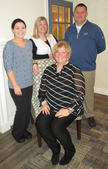 New appointments at Londonderry on Tred Avon, pictured standing left to right are Kirsten Mullins of Rhodesdale, Dining Room Supervisor;  Jennifer L. Kenton Hughes of Preston, Accounting and IT Coordinator; and Chris Kelso of Easton, Director of Dining Services. Seated is Irma Toce, new Executive Director of Londonderry on Tred Avon.  