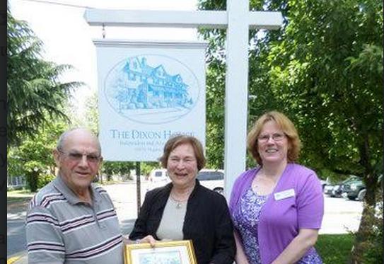 Board of Directors President, John Atwood and Executive Director, Linda Elben thank retiring Board Member, Faye Shannahan for her years of service to The Dixon House. (Left to right: John Atwood, Board President, Faye Shannahan, Retiring Board Member, Linda Elben, Executive Director)