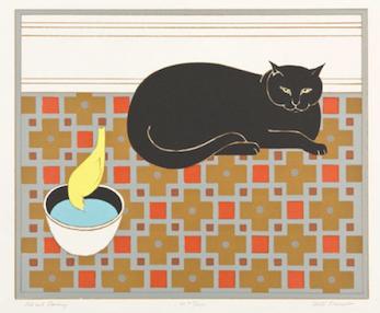 Will Barnet Cat and Canary, 1971 Color Screenprint