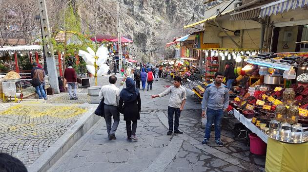 The northern part of Tehran abuts the Alborz Mountains. City streets narrow and become pedestrian- only walkways lined with produce stands, cafes and hookah bars. Eventually the walkways become mountain trails and then rock-climbing routes. This part of Tehran is called Darband.
